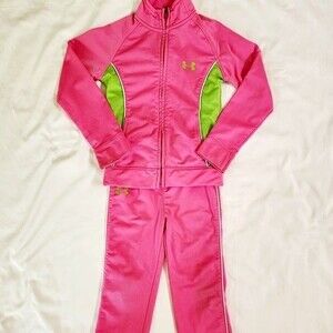 Under Armour Pink & lime Green Girl's Track Suit Outfit Size: 6